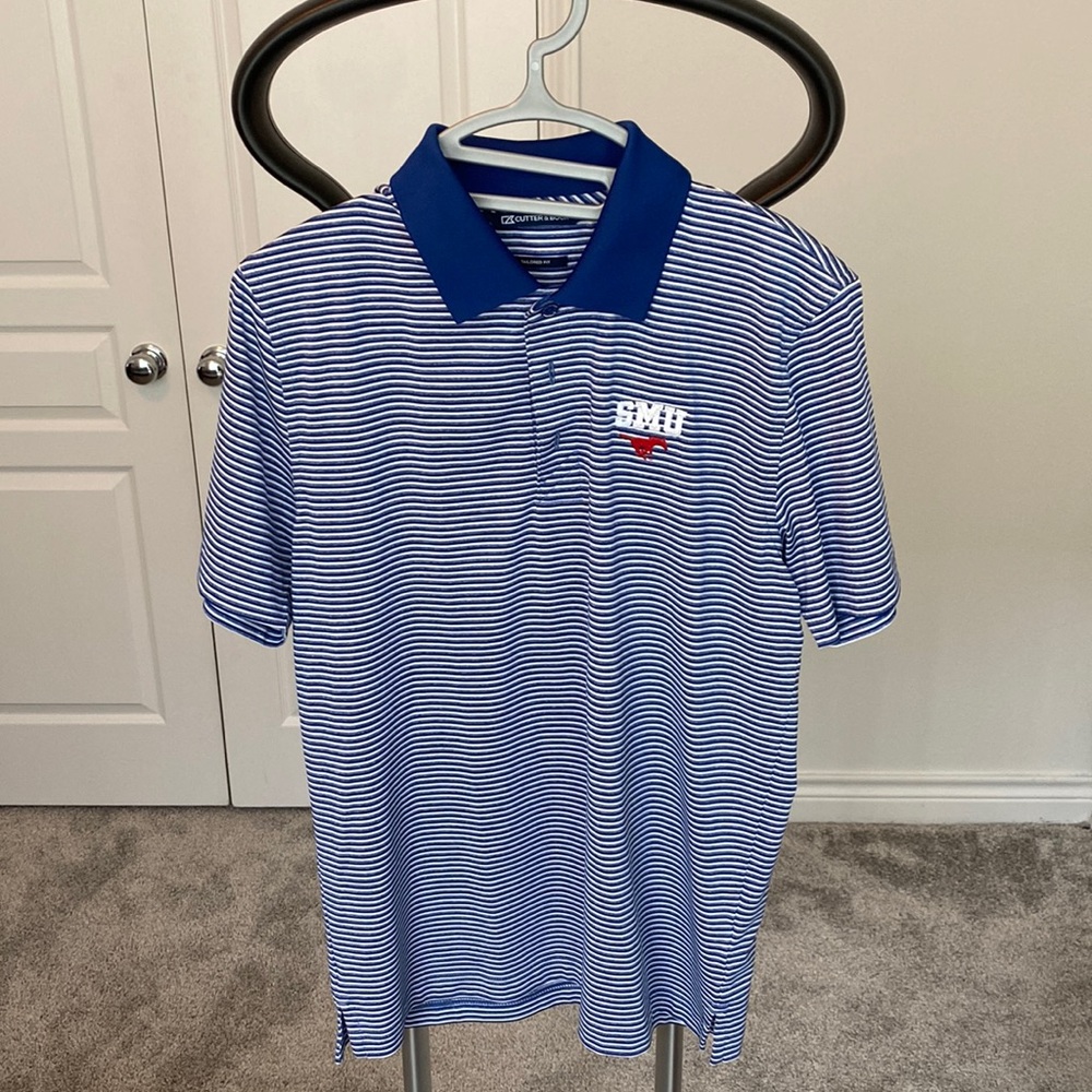 Blue/White Cutter & Buck SMU Polo